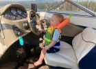 B driving boat Diamond Lake 2018